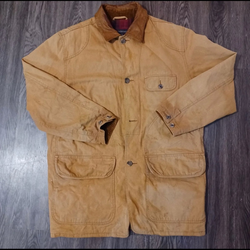 Vintage Banana Republic Canvas Field Chore Coat Jacket Distressed Size S -1456.